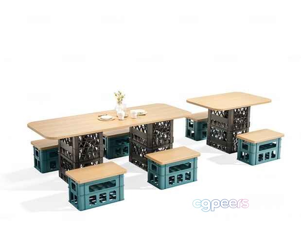 Rustic Dining Table 3D Model - 4179 - CORONA Render