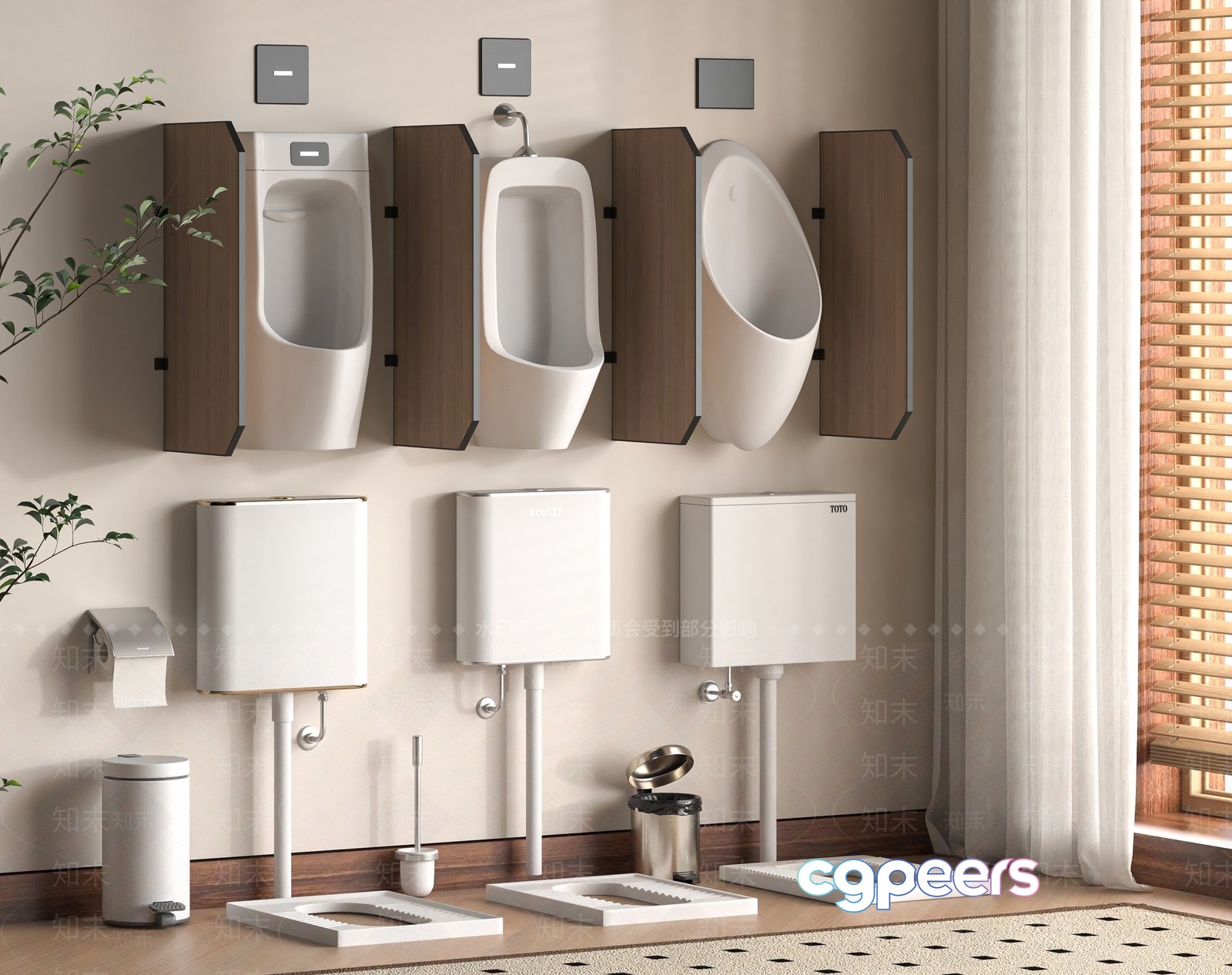 Modern Bathroom Fixtures 3D Model - 18871 - VRAY Render