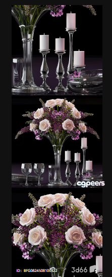 A Bouquet Of Flowers In A Vase 3D Model - 805 - VRAY Render