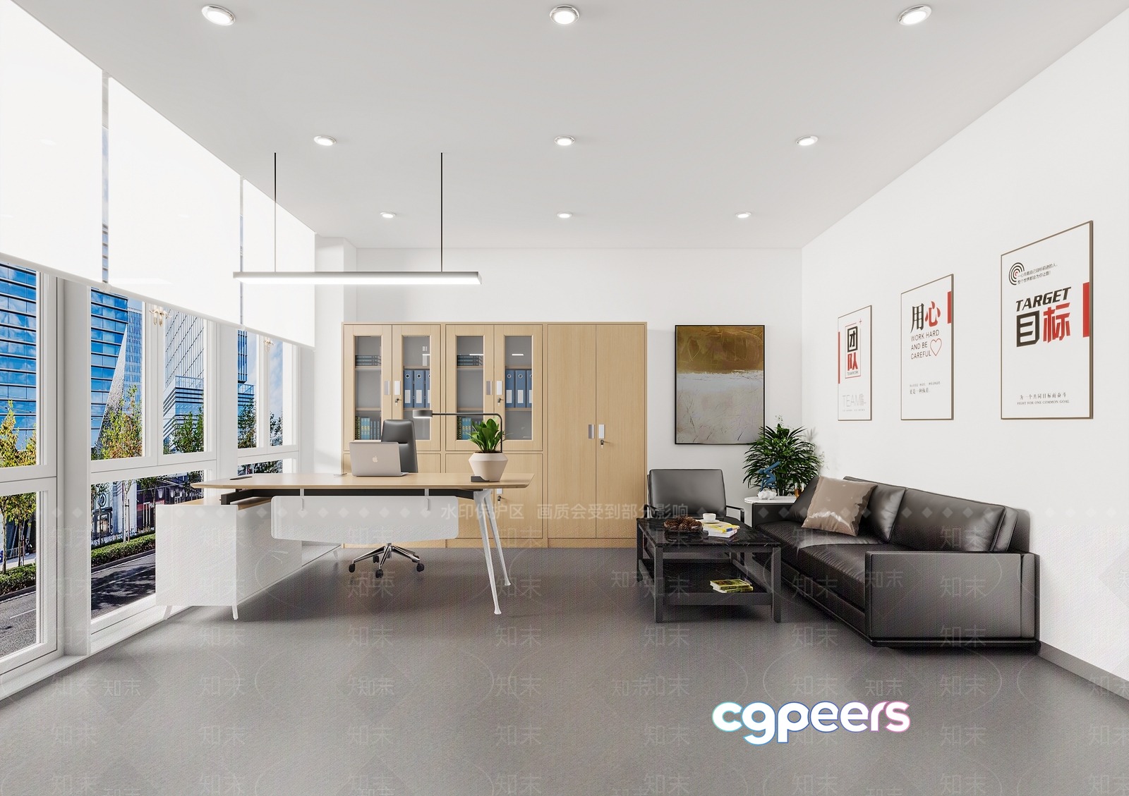 Modern Office Space 3D Model - 14486 - VRAY Render