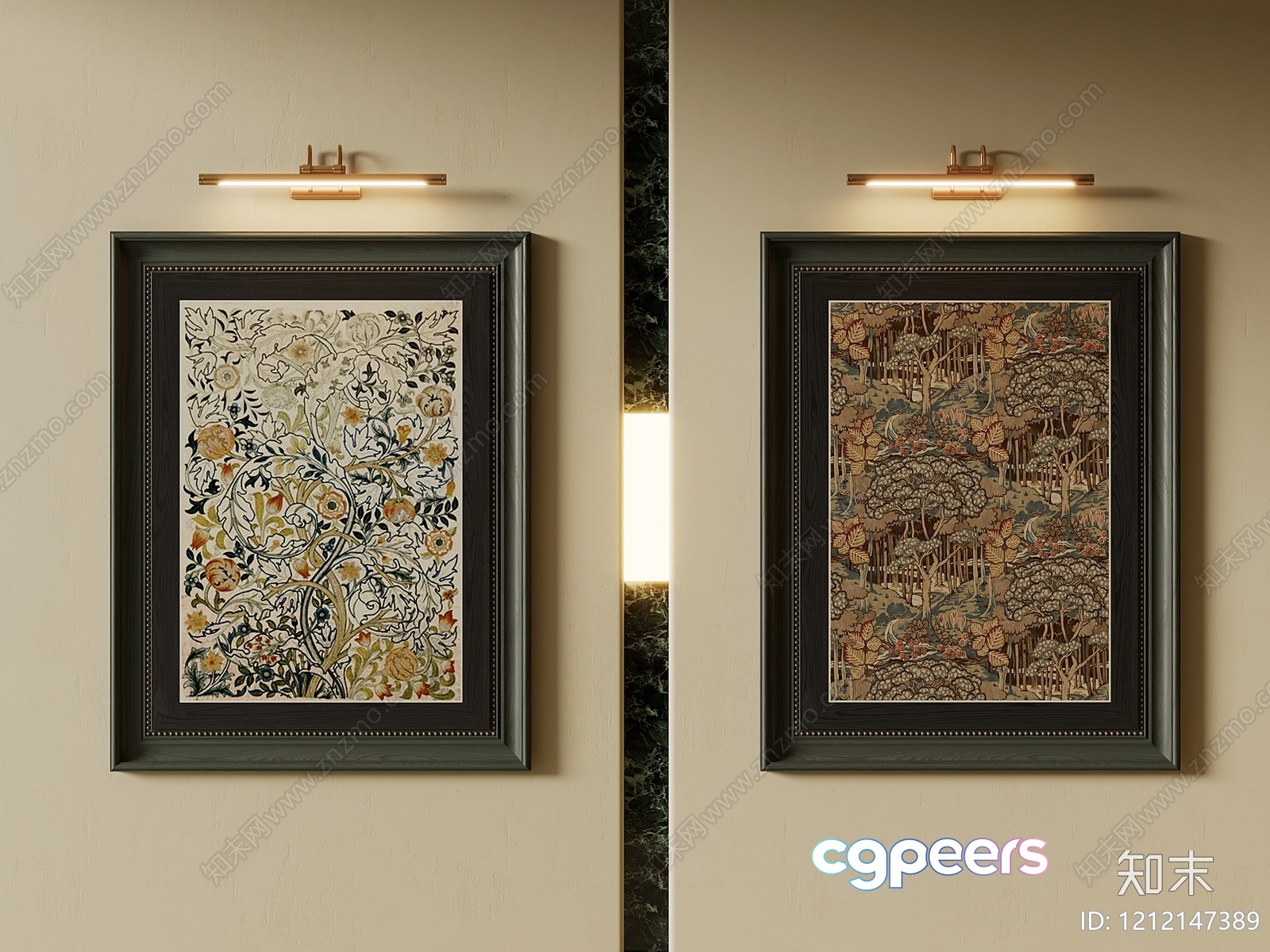 The Image Features Two Framed Paintings 3D Model - 4437 - VRAY Render