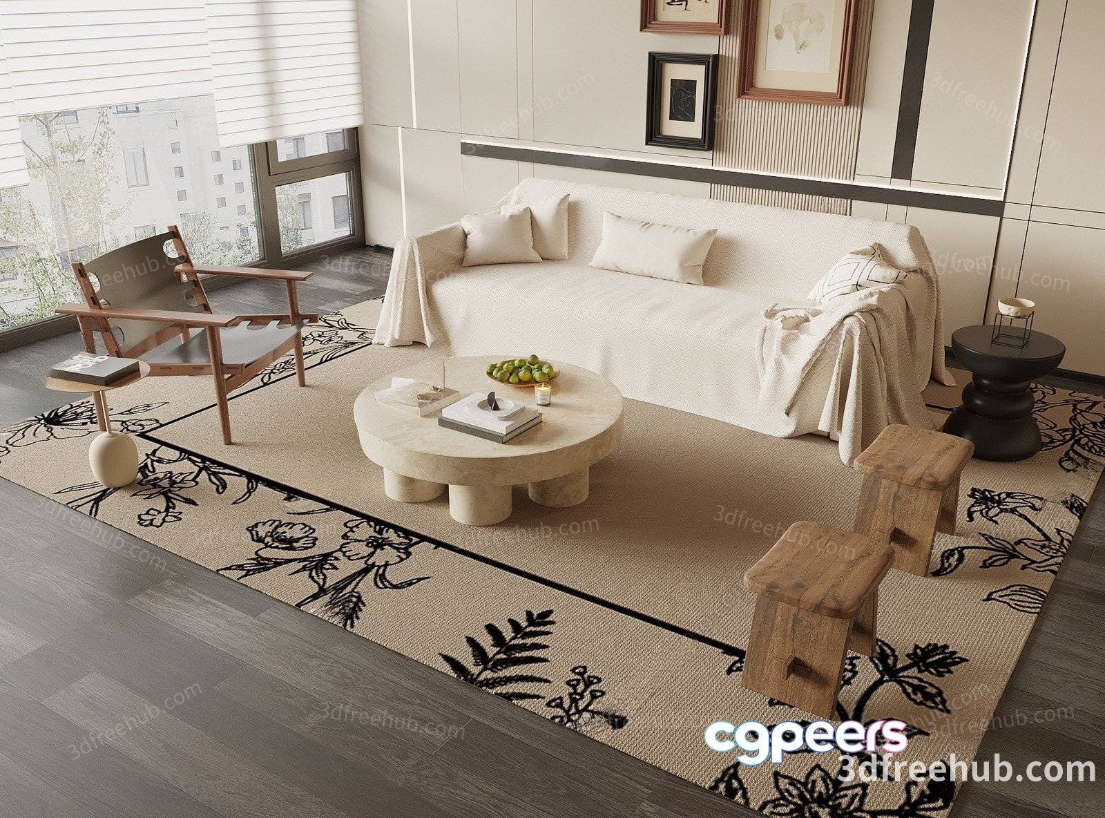 Modern Living Room 3D Model - 20556 - VRAY Render
