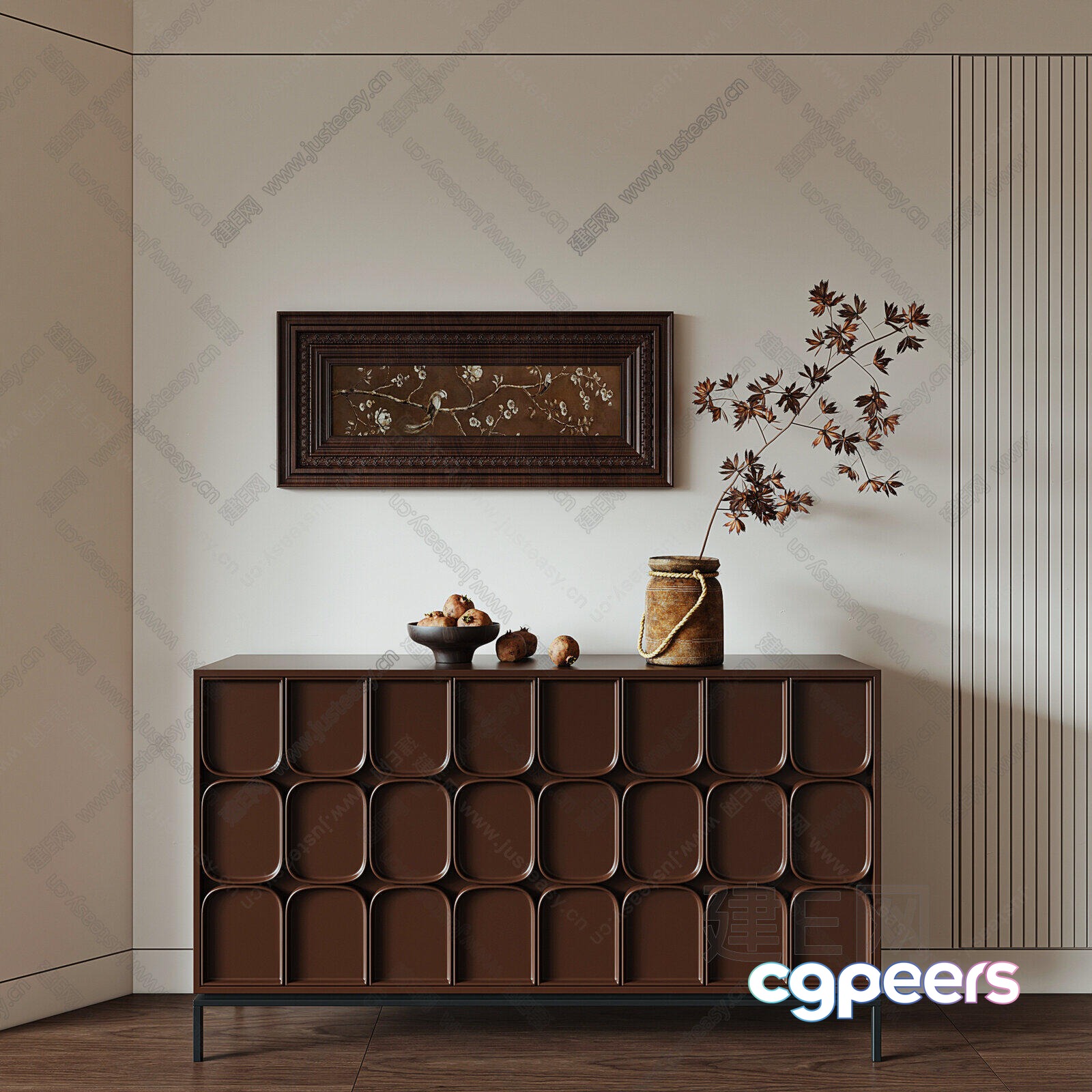 Mid-Century Modern Dresser 3D Model - 15961 - VRAY Render