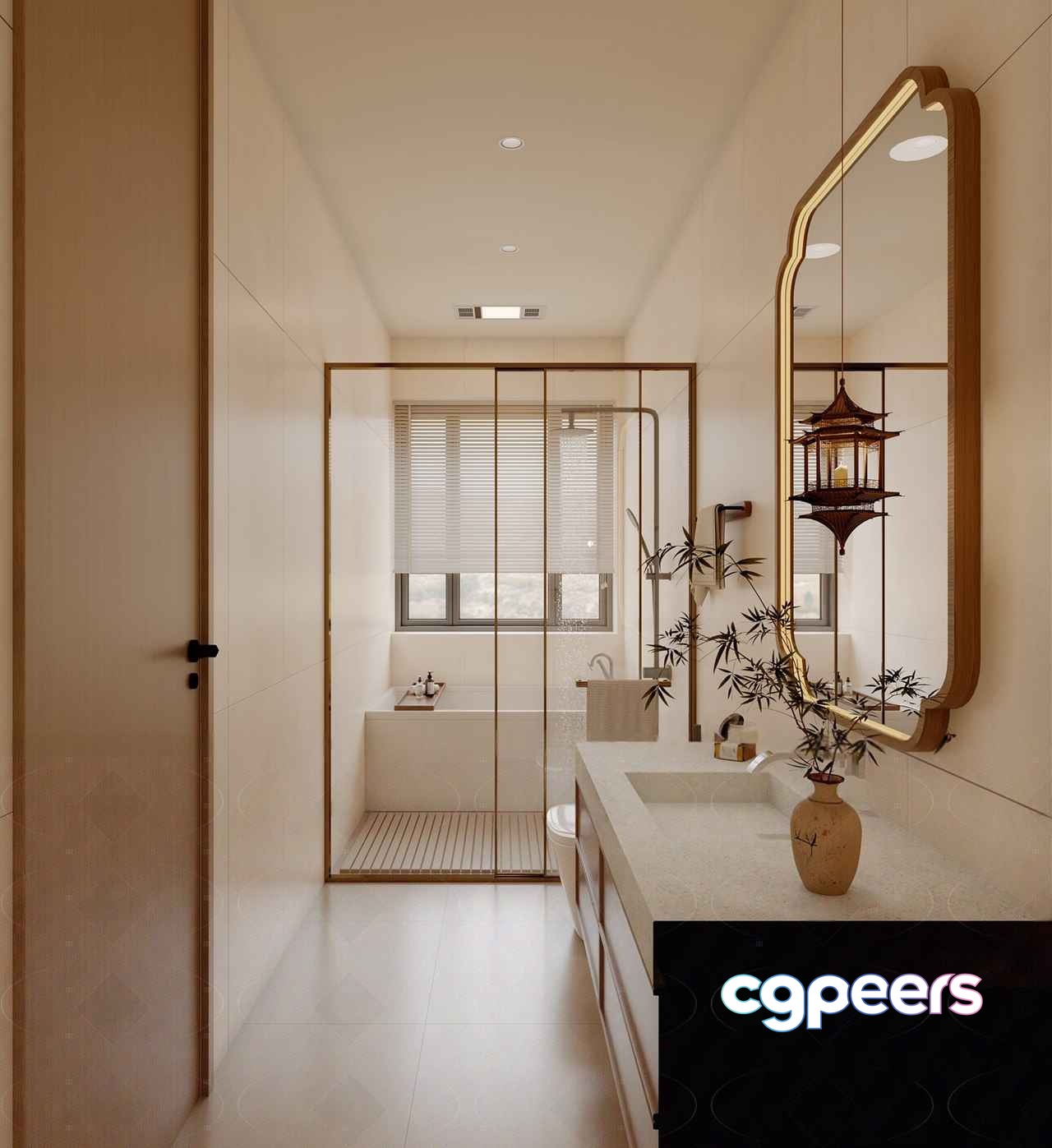 Modern Asian Bathroom 3D Model - 10411 - VRAY Render