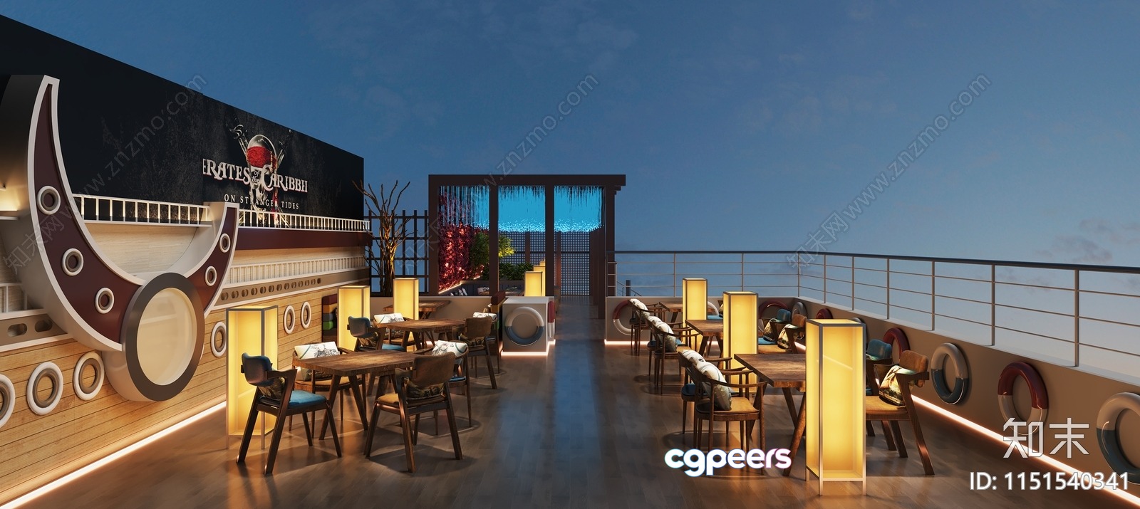 A Modern Restaurant With A Nautical Theme 3D Model - 2282 - VRAY Render A Modern Restaurant With A Nautical Theme 3D Model - 2282 - VRAY Render