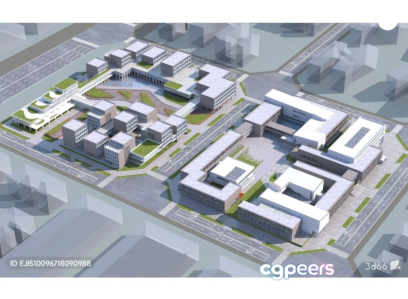 The Main Subject Is A 3D Rendering Of A City Block 3D Model - 2100 - VRAY Render