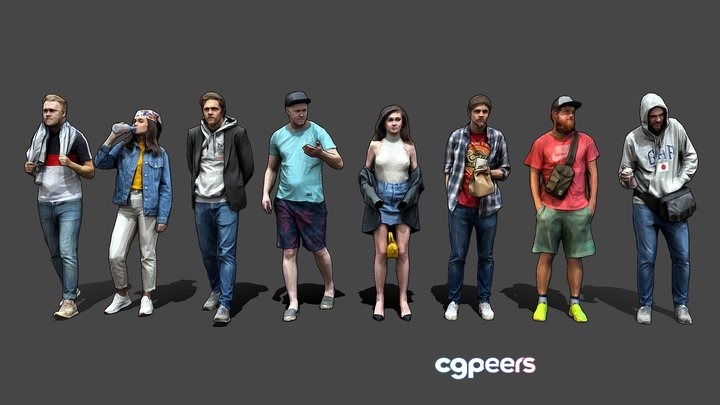 3D Game Assets - Stylized Lowpoly People Casual Pack Vol.7 3D Game Assets - Stylized Lowpoly People Casual Pack Vol.7