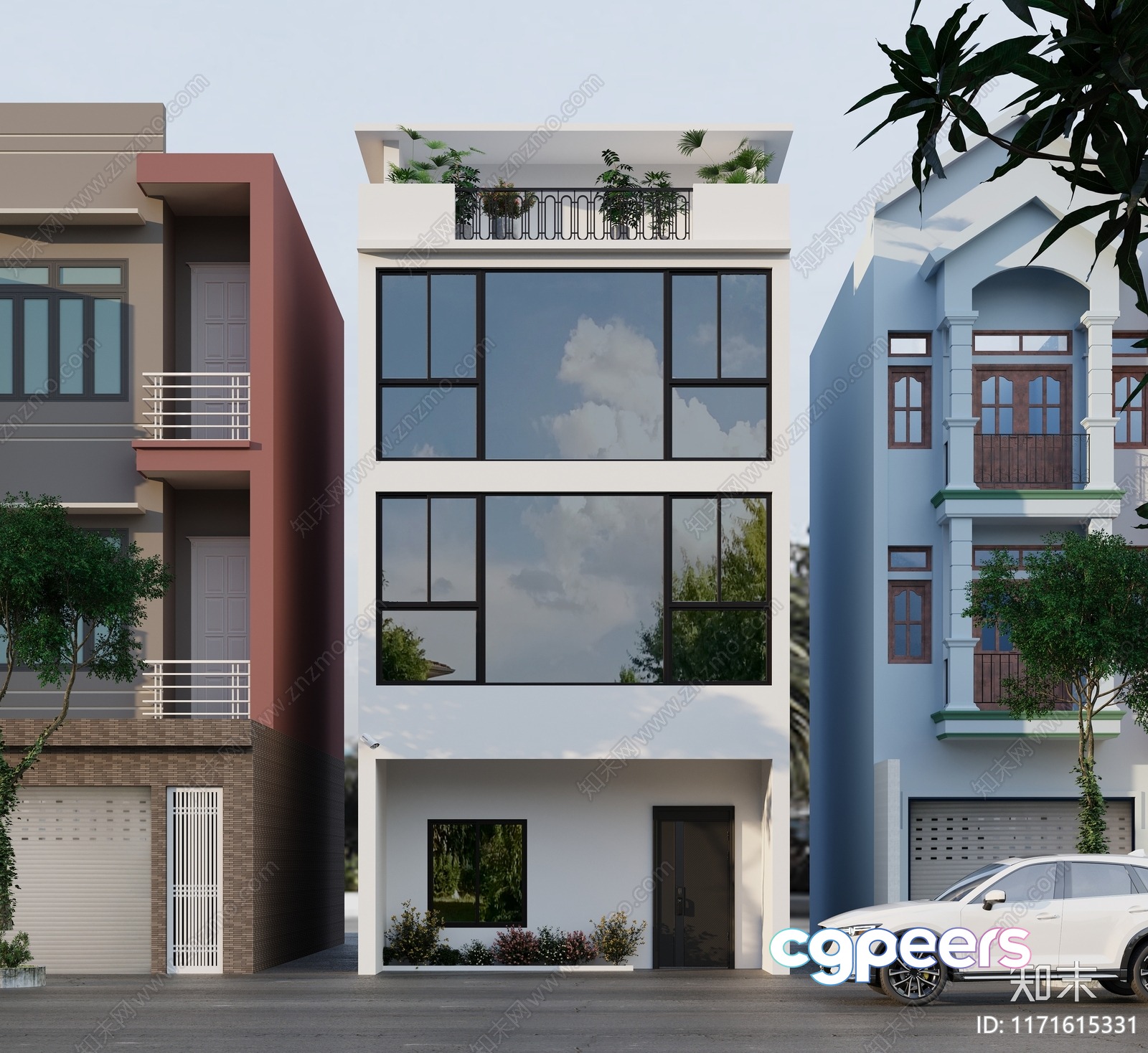 Modern Multi-Story Building 3D Model - 3373 - VRAY Render