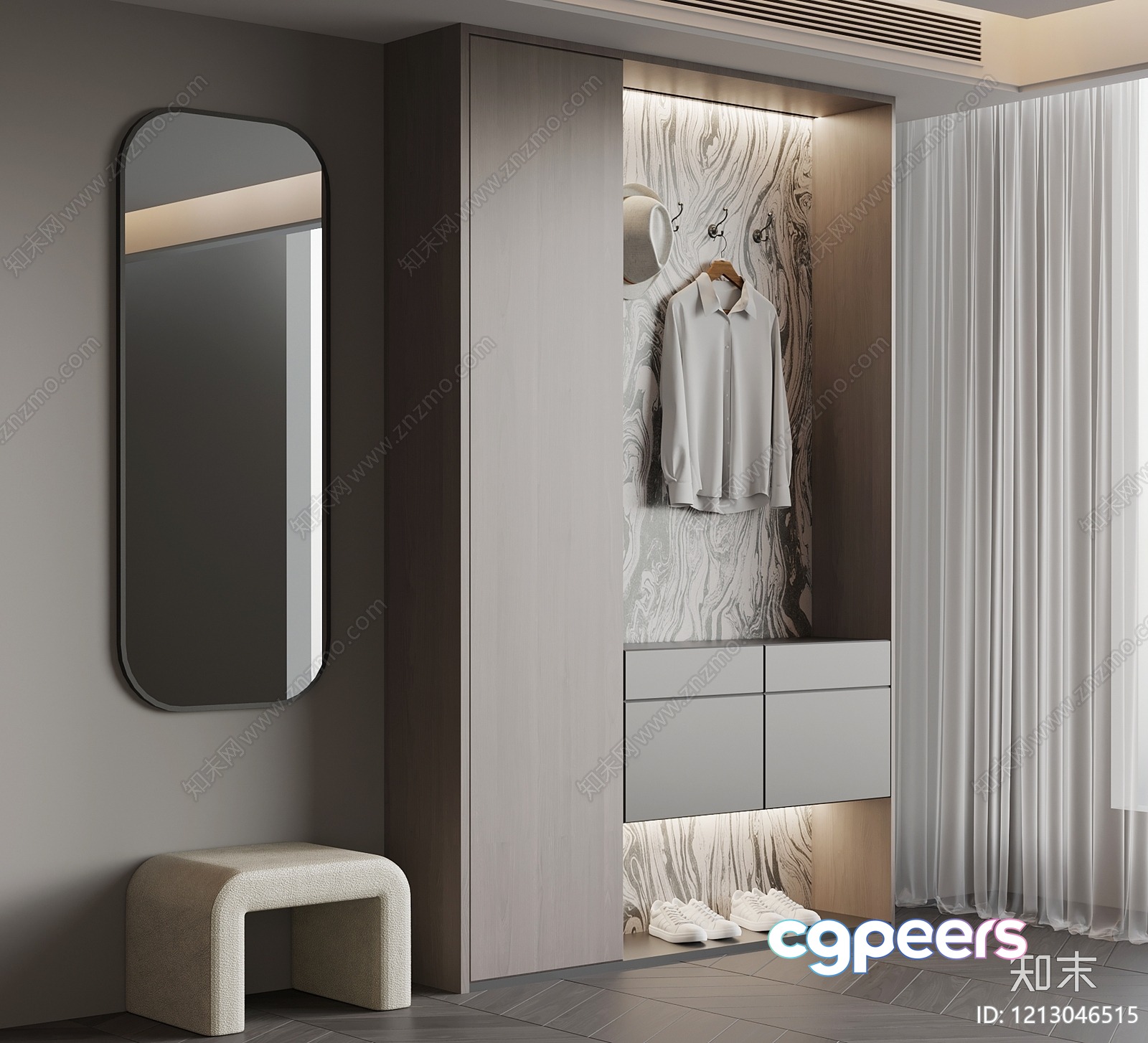 Modern Minimalist Closet 3D Model - 6910 - VRAY Render Modern Minimalist Closet 3D Model - 6910 - VRAY Render