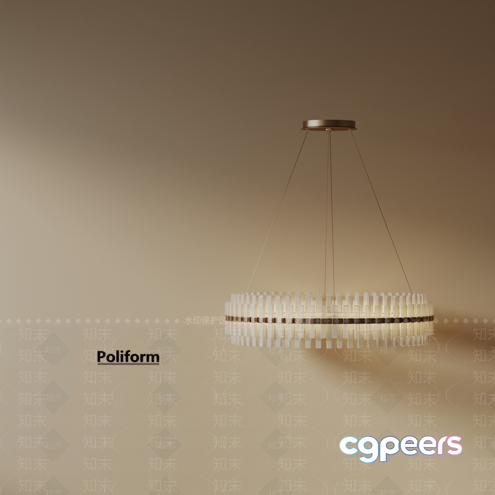 Gold Light Fixture 3D Model - 15079 - VRAY Render