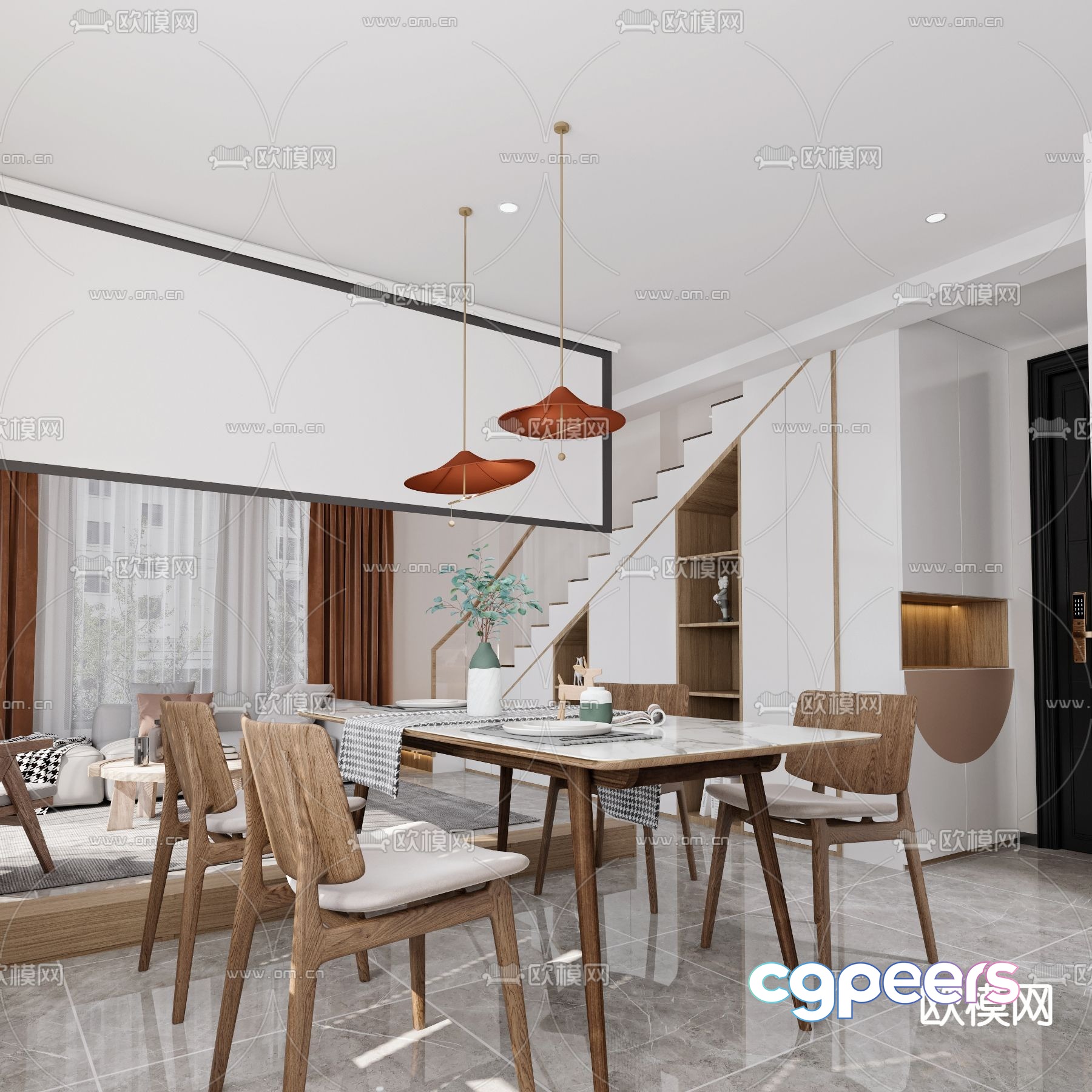 Modern Dining Room 3D Model - 18475 - VRAY Render