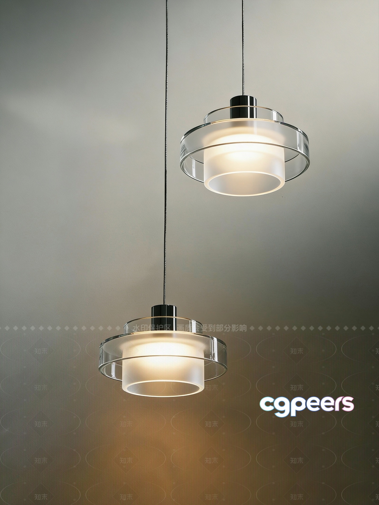 Modern Glass Light Fixture 3D Model - 8917 - CORONA Render