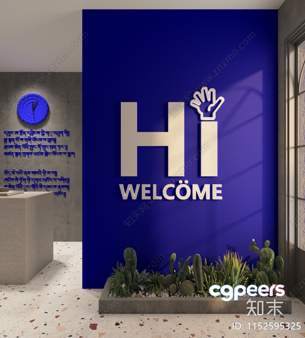 A Welcome Sign With A Cactus Garden 3D Model - 7446 - VRAY Render