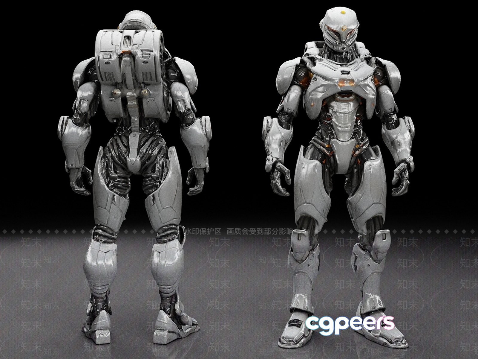 Two Robotic Figures 3D Model - 9237 - VRAY Render Two Robotic Figures 3D Model - 9237 - VRAY Render