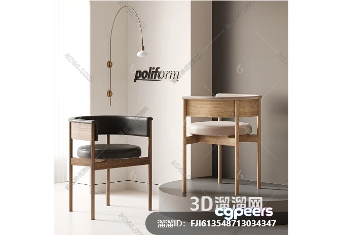 Wooden Chairs In A Room 3D Model - 8107 - VRAY Render