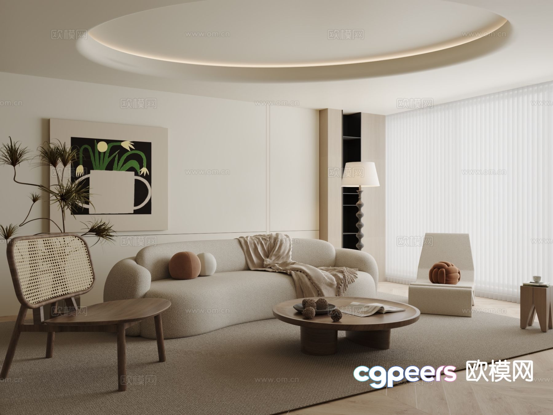Modern Living Room 3D Model - 393 - VRAY Render