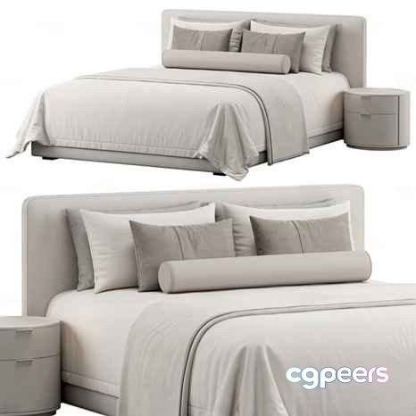 Modern Beige Bed 3D Model - 19506 - VRAY Render