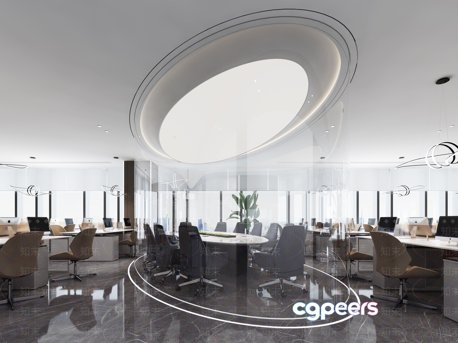 Modern Office Space 3D Model - 1602 - VRAY Render