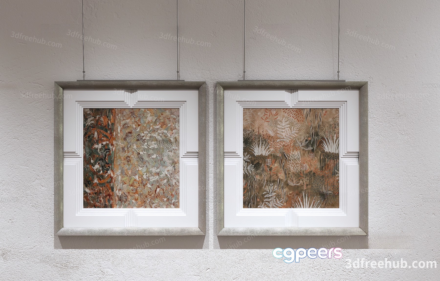 A Pair Of Framed Artwork Pieces 3D Model - 18577 - VRAY Render A Pair Of Framed Artwork Pieces 3D Model - 18577 - VRAY Render