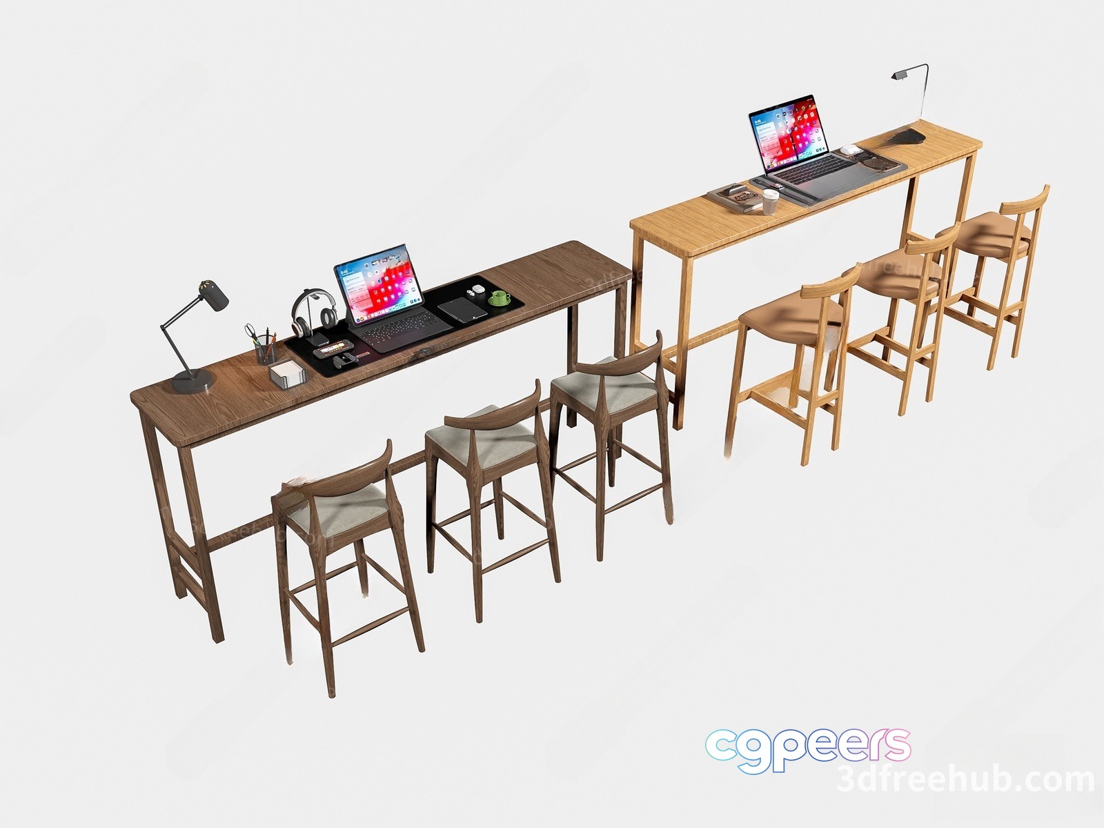 A Computer Workstation With Two Desks And Four Chairs 3D Model - 20474 - VRAY Render A Computer Workstation With Two Desks And Four Chairs 3D Model - 20474 - VRAY Render