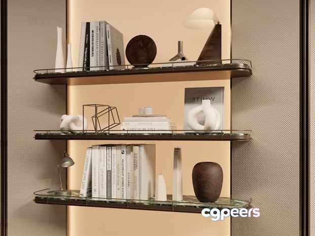 Modern Glass Shelves 3D Model - 23042 - CORONA Render