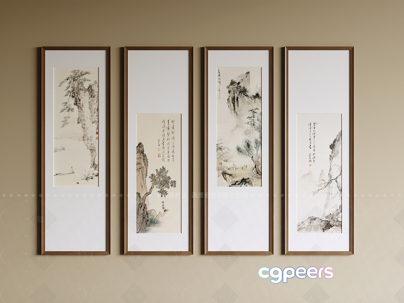 Four Framed Paintings 3D Model - 1446 - CORONA Render