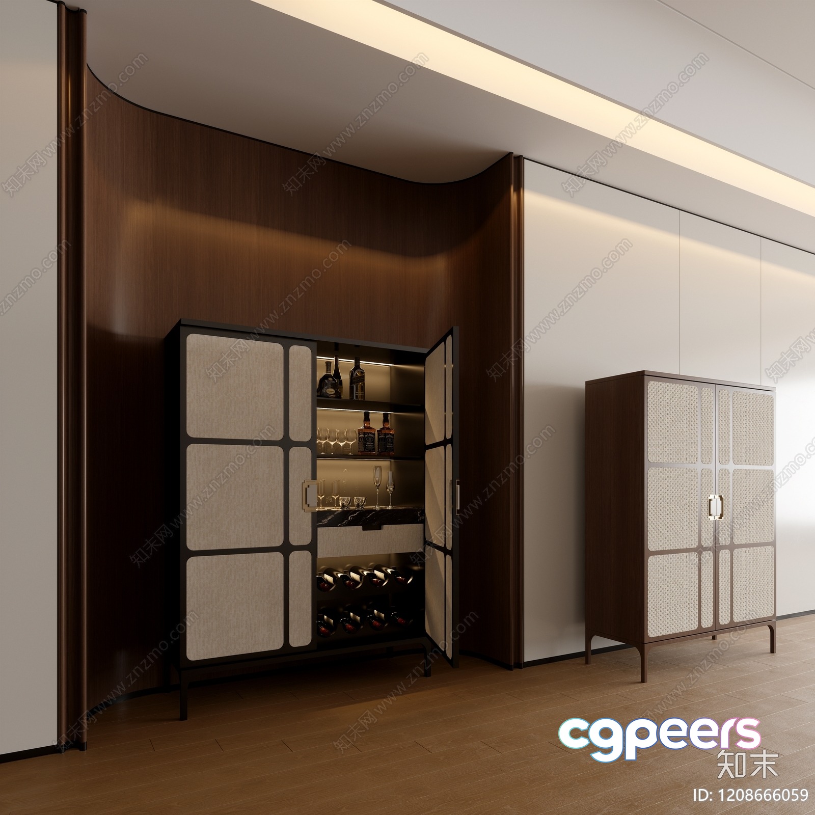 Modern Wine Storage Cabinet 3D Model - 17114 - VRAY Render