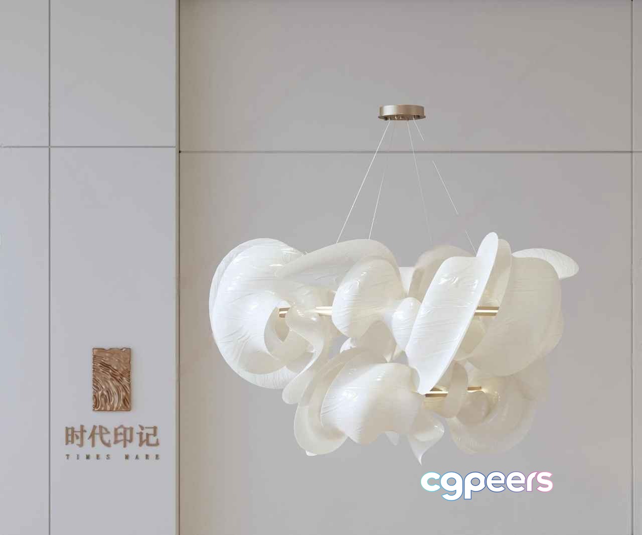 The Single Main Subject Is A White Chandelier 3D Model - 4354 - VRAY Render The Single Main Subject Is A White Chandelier 3D Model - 4354 - VRAY Render
