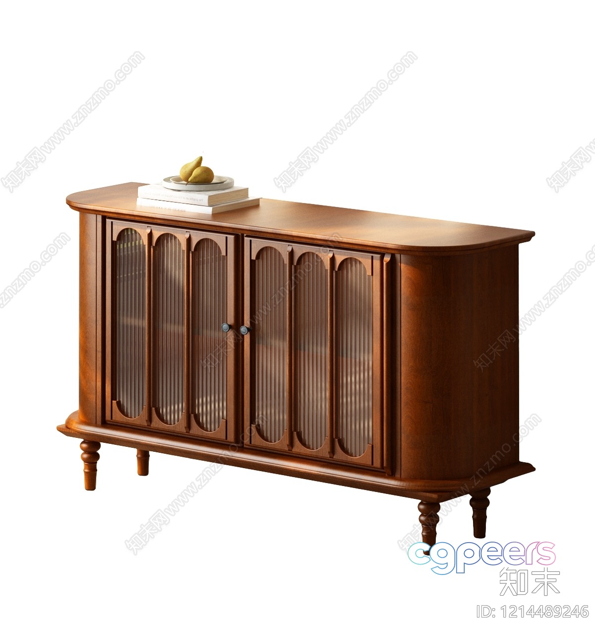 A Wooden Cabinet With Glass Doors 3D Model - 22190 - VRAY Render A Wooden Cabinet With Glass Doors 3D Model - 22190 - VRAY Render