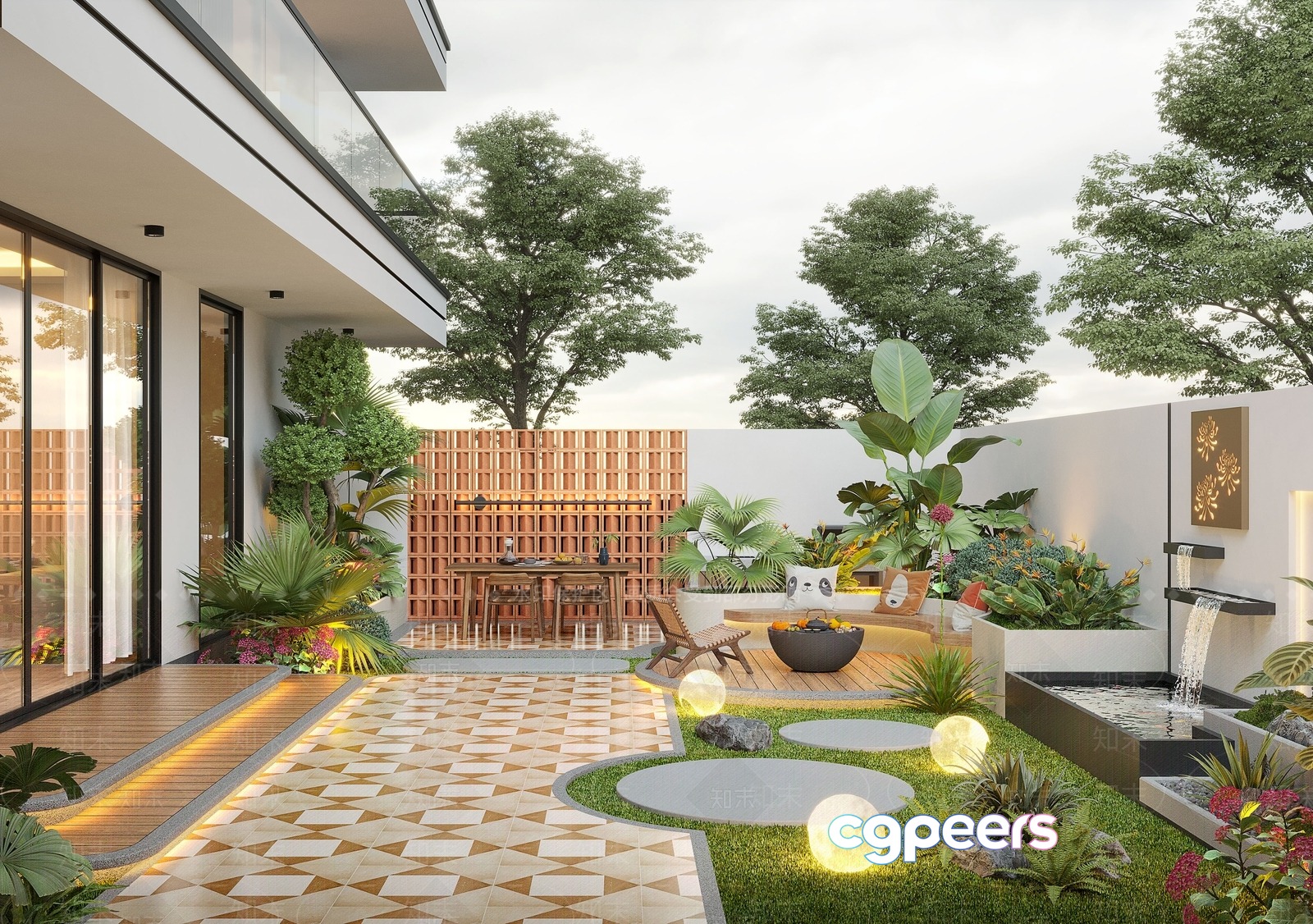Modern Outdoor Patio 3D Model - 10910 - VRAY Render Modern Outdoor Patio 3D Model - 10910 - VRAY Render
