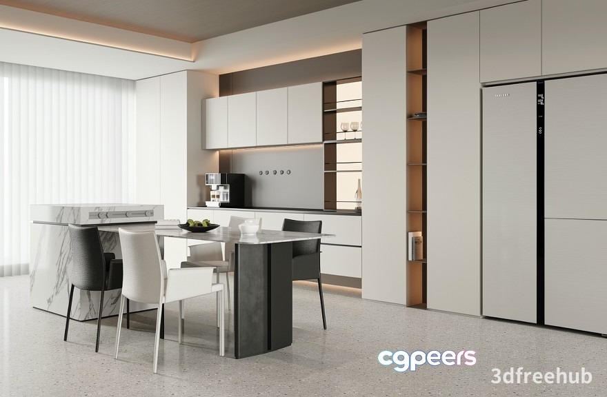 Modern Minimalist Kitchen 3D Model - 19719 - VRAY Render Modern Minimalist Kitchen 3D Model - 19719 - VRAY Render