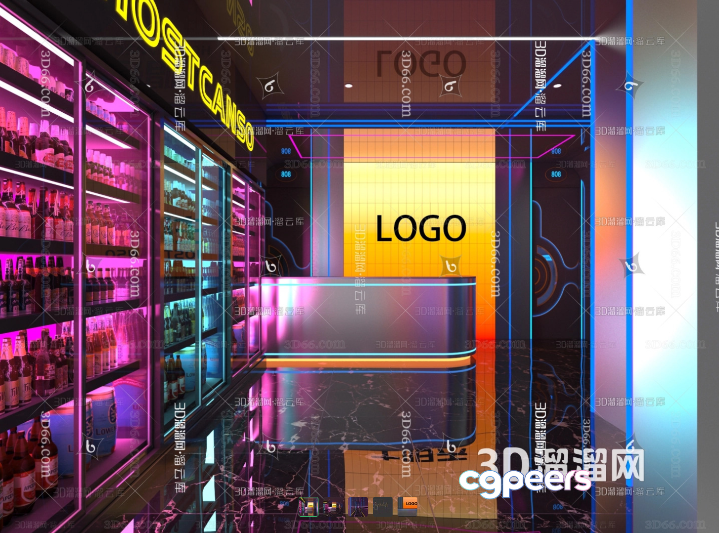 Modern Storefront With Neon Lights 3D Model - 21148 - VRAY Render