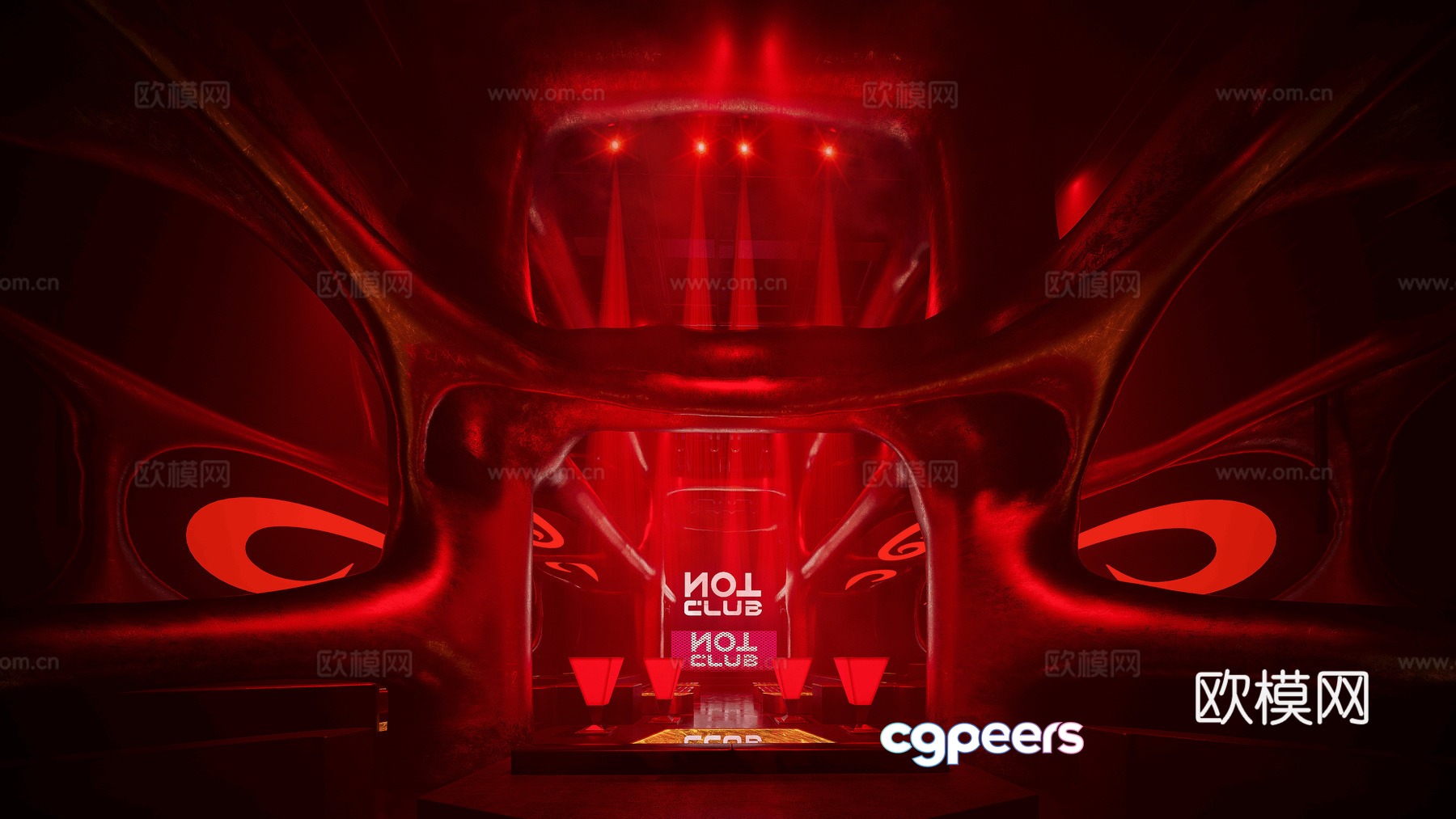 A Stage With A Red Theme 3D Model - 22376 - VRAY Render