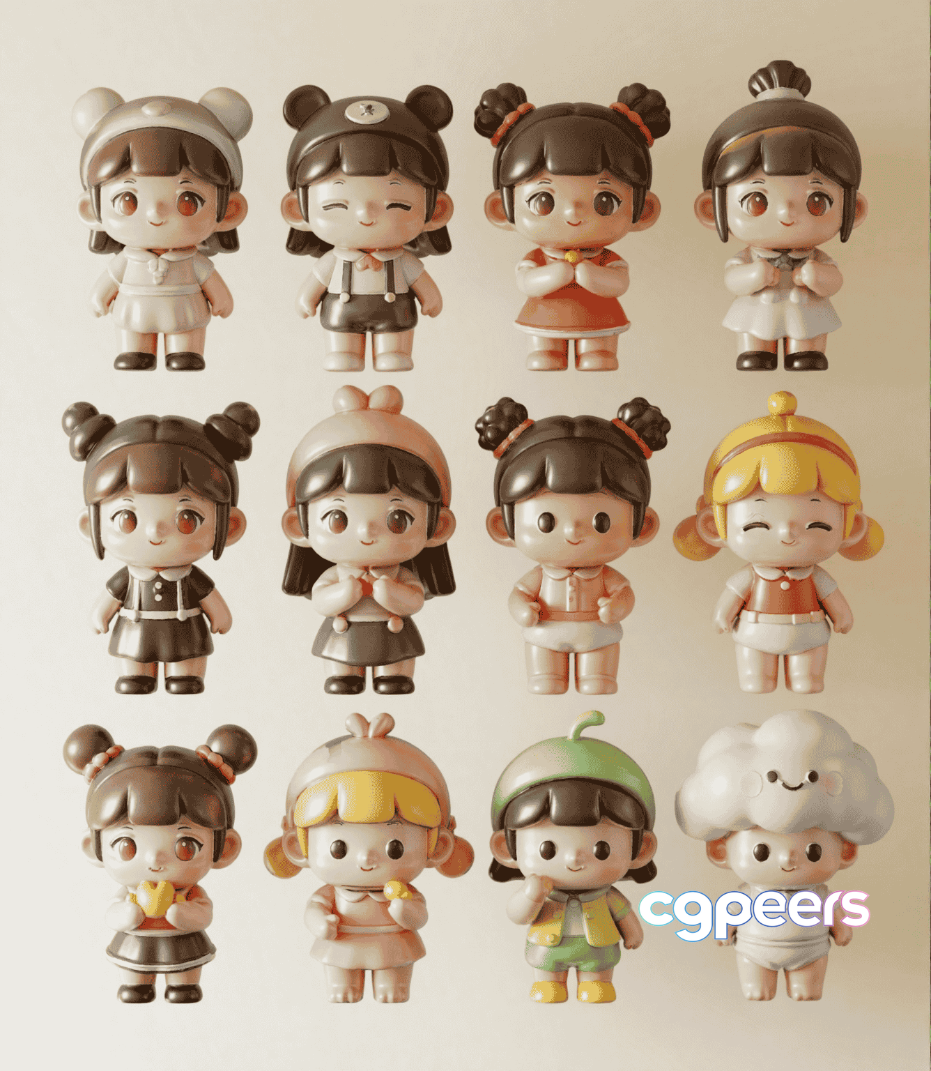 Small Cartoon Figures 3D Model - 14231 - CORONA Render