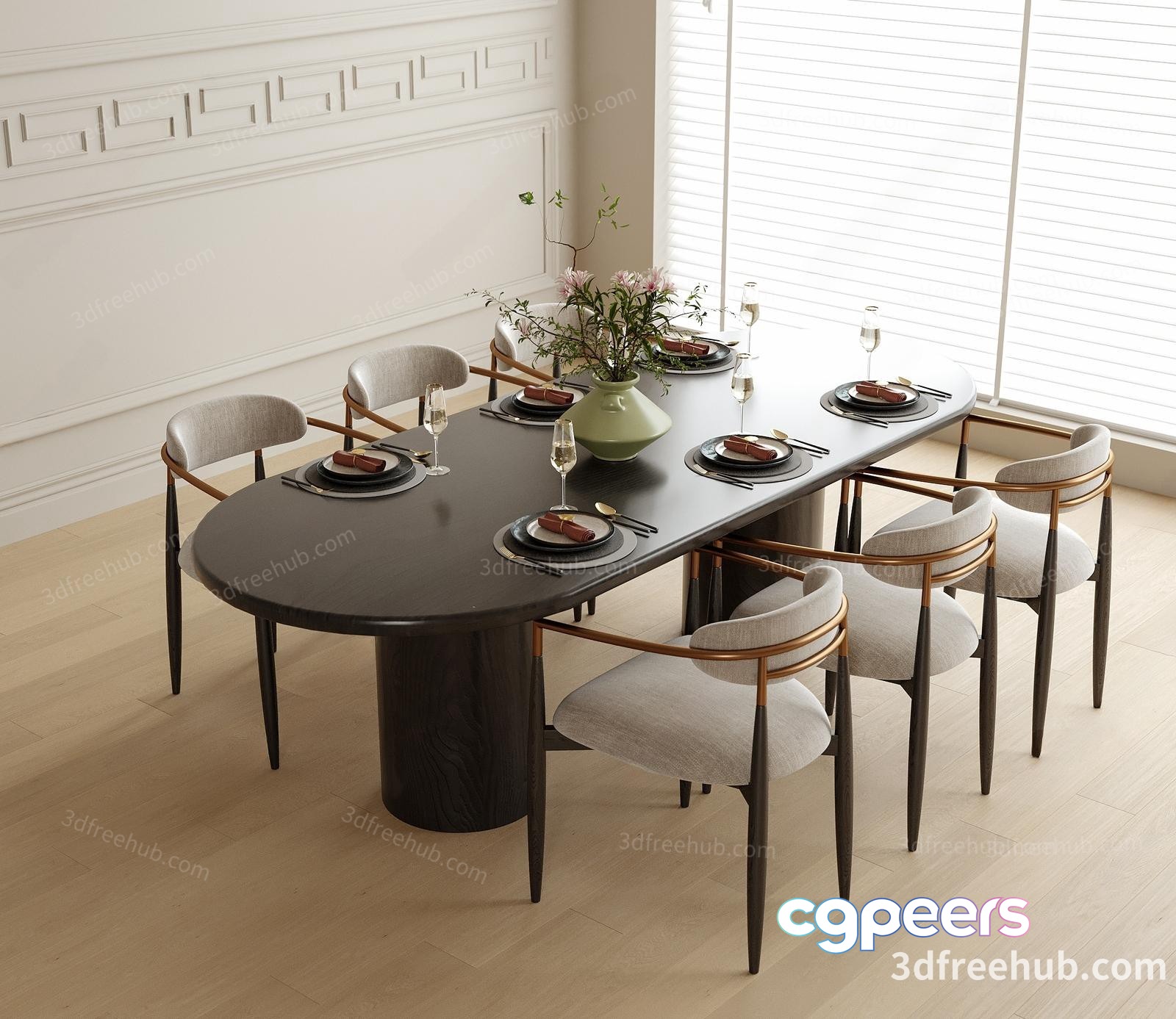 Modern Dining Table 3D Model - 20193 - VRAY Render Modern Dining Table 3D Model - 20193 - VRAY Render