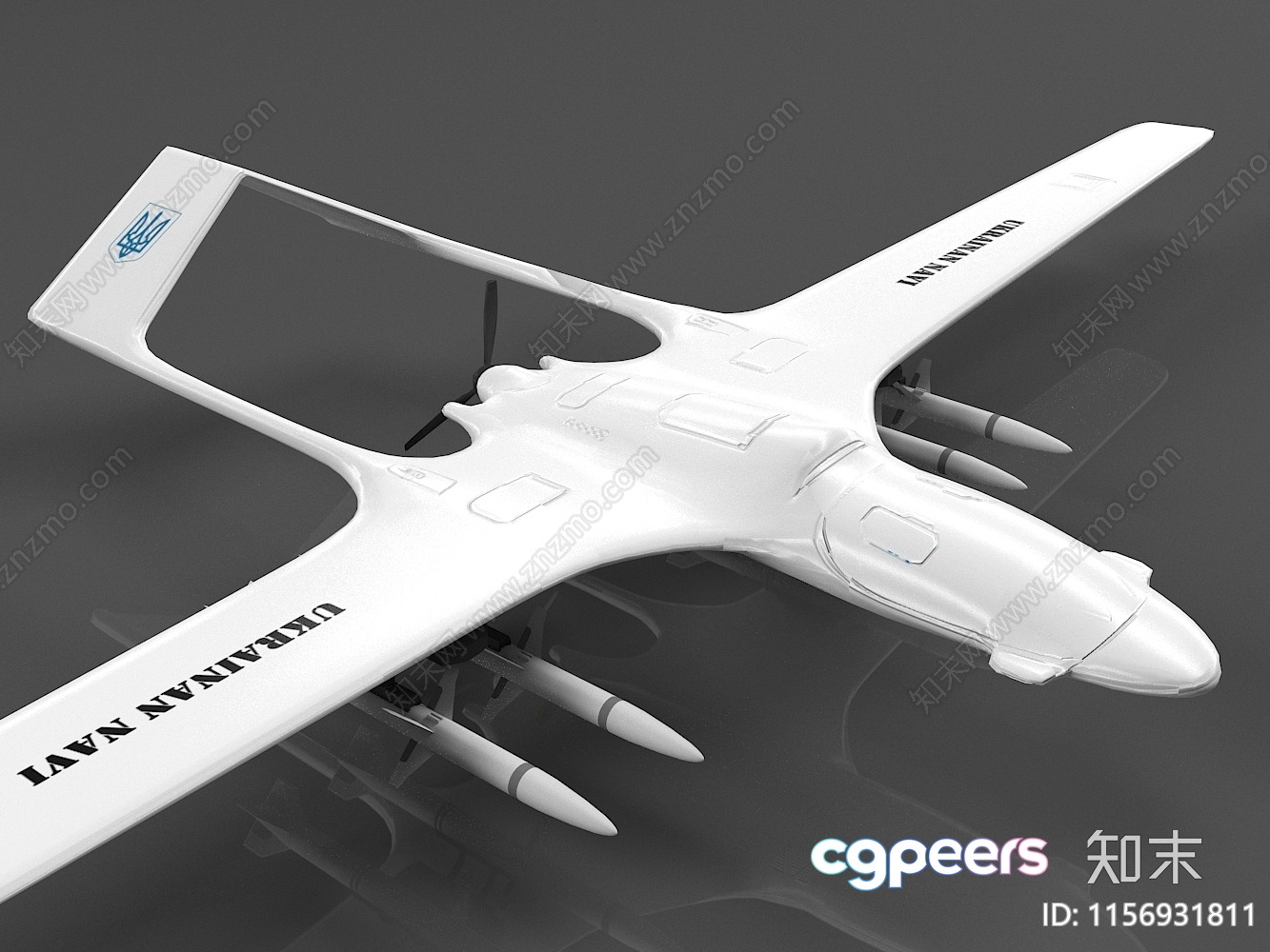 White Model Airplane 3D Model - 5784 - VRAY Render