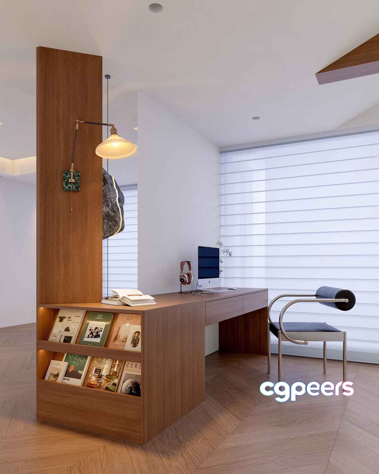 Modern Wooden Desk 3D Model - 5209 - VRAY Render