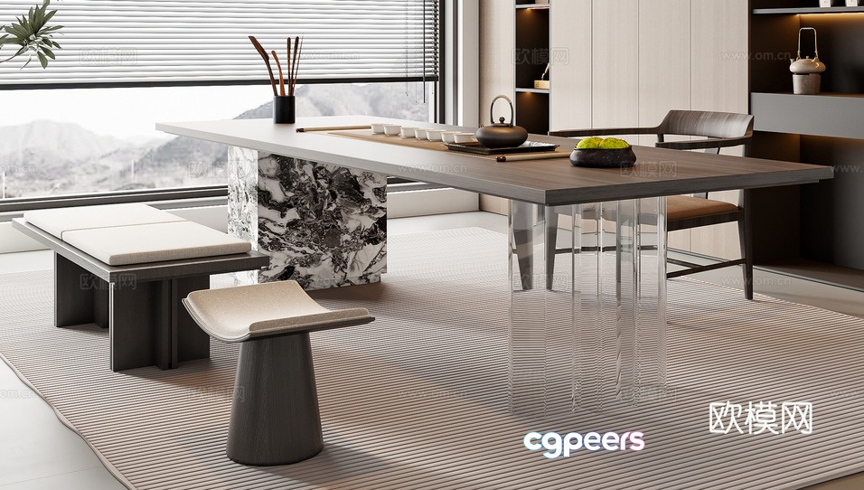 Modern Dining Area 3D Model - 6755 - VRAY Render Modern Dining Area 3D Model - 6755 - VRAY Render