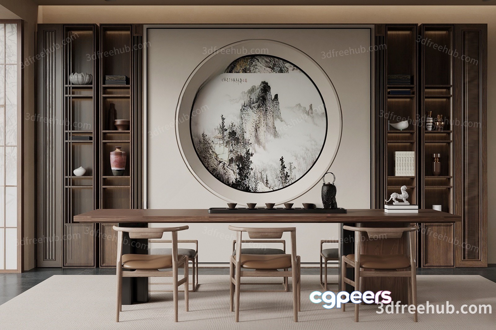 Modern Asian-Inspired Dining Room 3D Model - 22572 - VRAY Render Modern Asian-Inspired Dining Room 3D Model - 22572 - VRAY Render