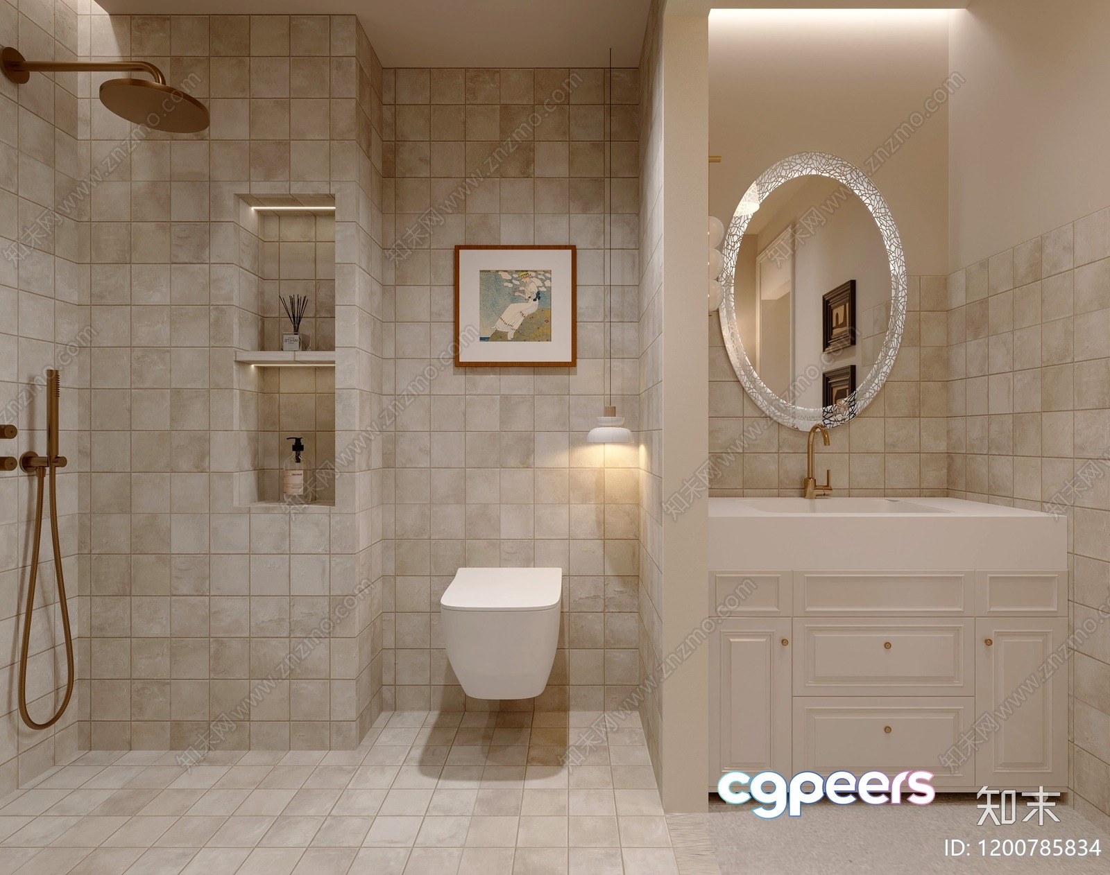 A Bathroom With A White Sink And Mirror 3D Model - 15039 - CORONA Render A Bathroom With A White Sink And Mirror 3D Model - 15039 - CORONA Render
