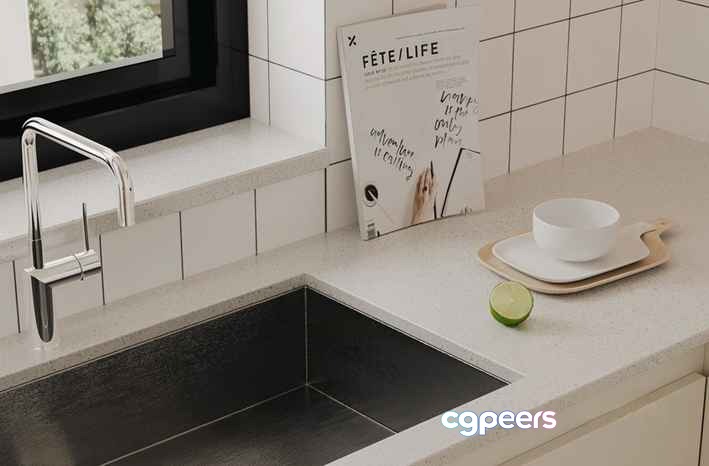 Modern Kitchen Countertop 3D Model - 1127 - CORONA Render