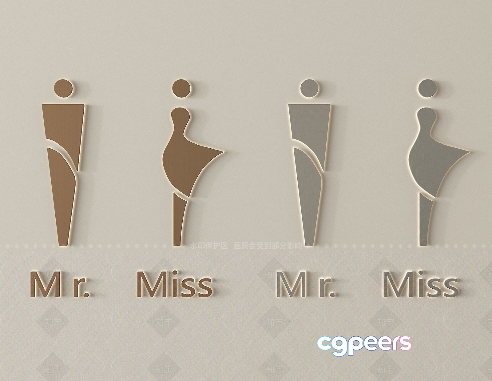 A Sign With Mr. And Miss Symbols 3D Model - 12780 - VRAY Render A Sign With Mr. And Miss Symbols 3D Model - 12780 - VRAY Render