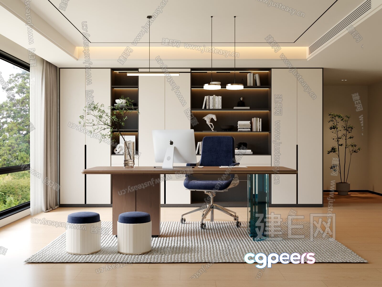 A Modern Office Space 3D Model - 411 - VRAY Render