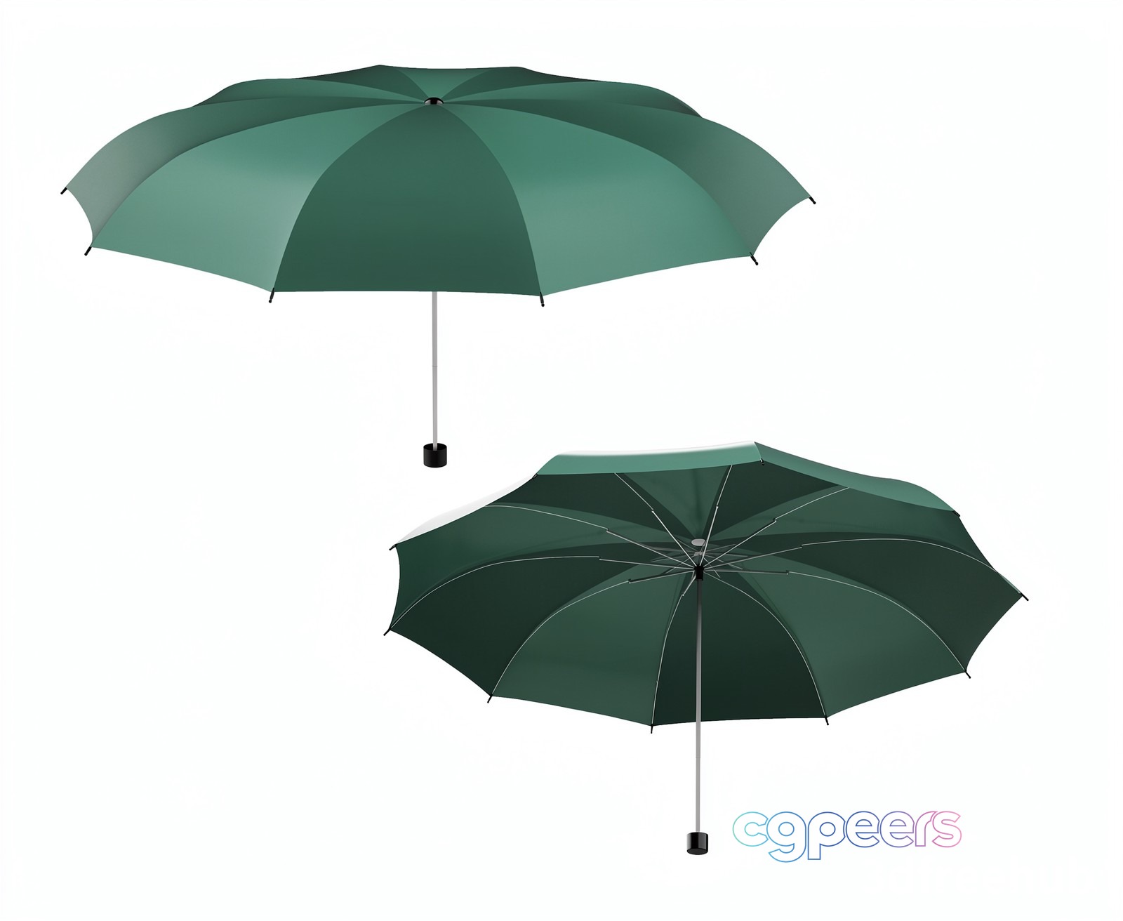Two Green Umbrellas 3D Model - 2890 - VRAY Render