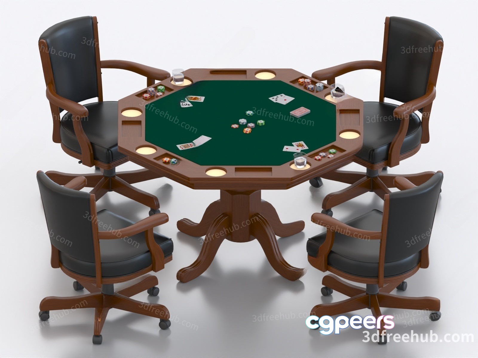 A Table With A Green Felt Surface 3D Model - 20789 - VRAY Render