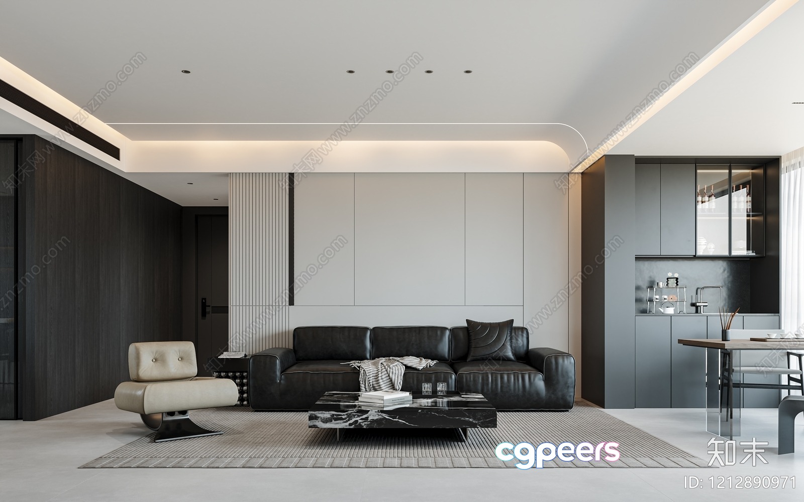 Modern Living Room 3D Model - 3585 - VRAY Render