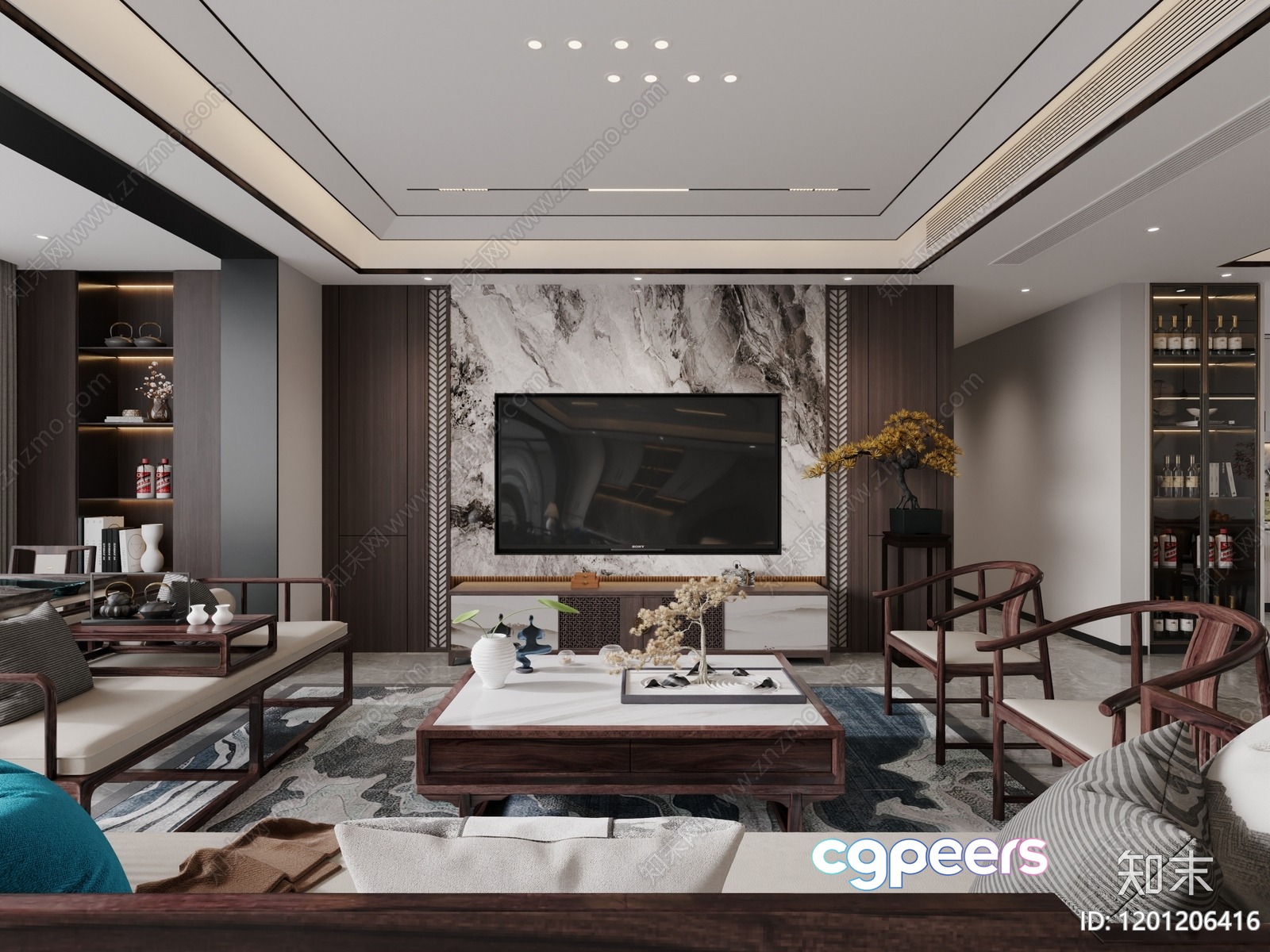 Modern Living Room 3D Model - 3953 - CORONA Render