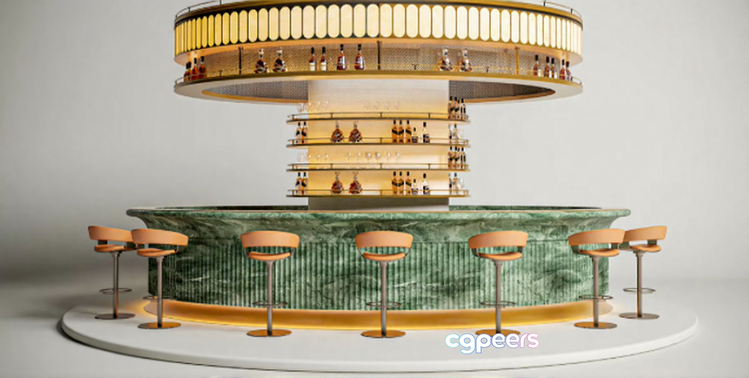 Modern Bar Area 3D Model - 12636 - VRAY Render