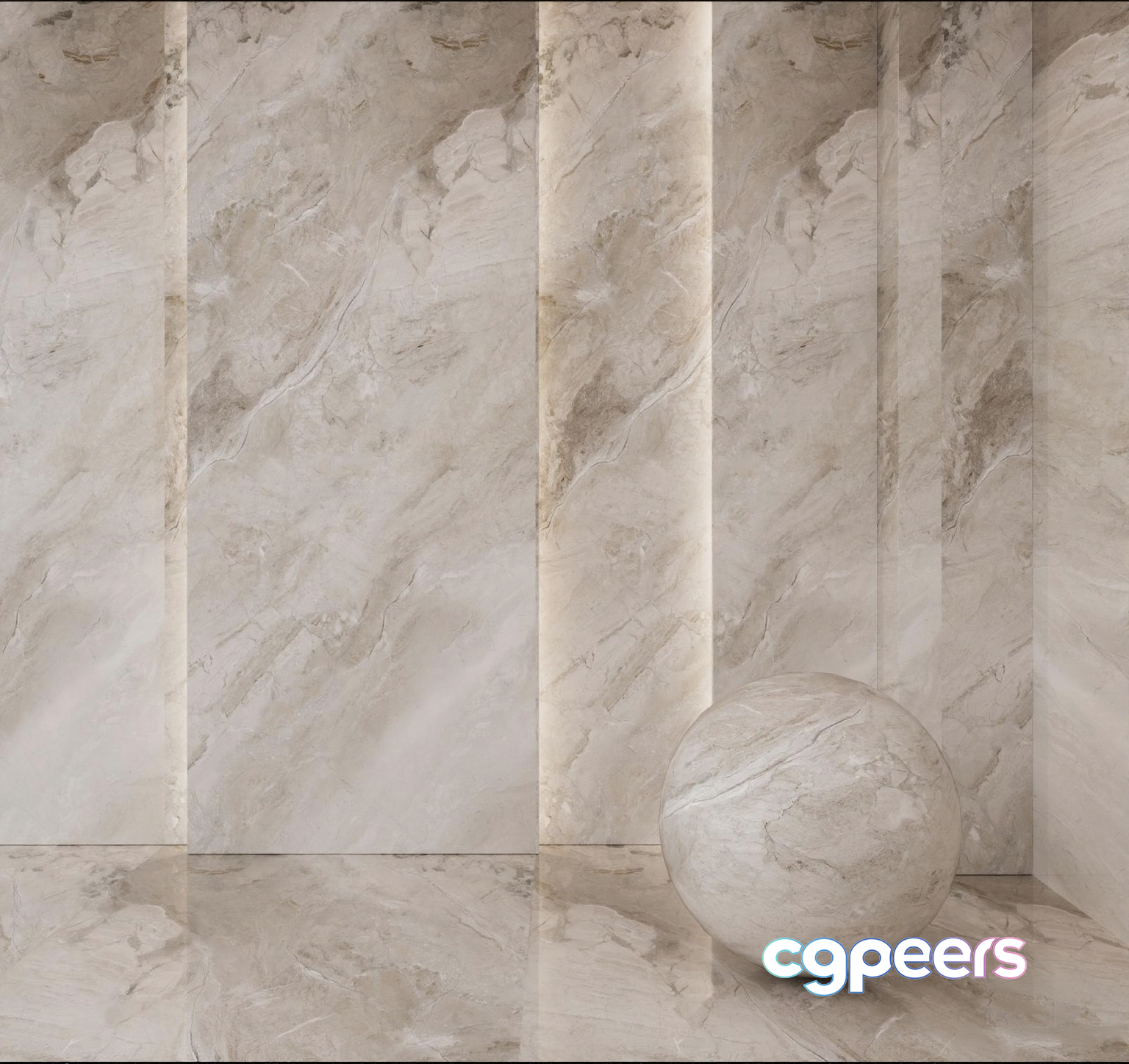 Marble Sphere In A Room 3D Model - 9523 - VRAY Render