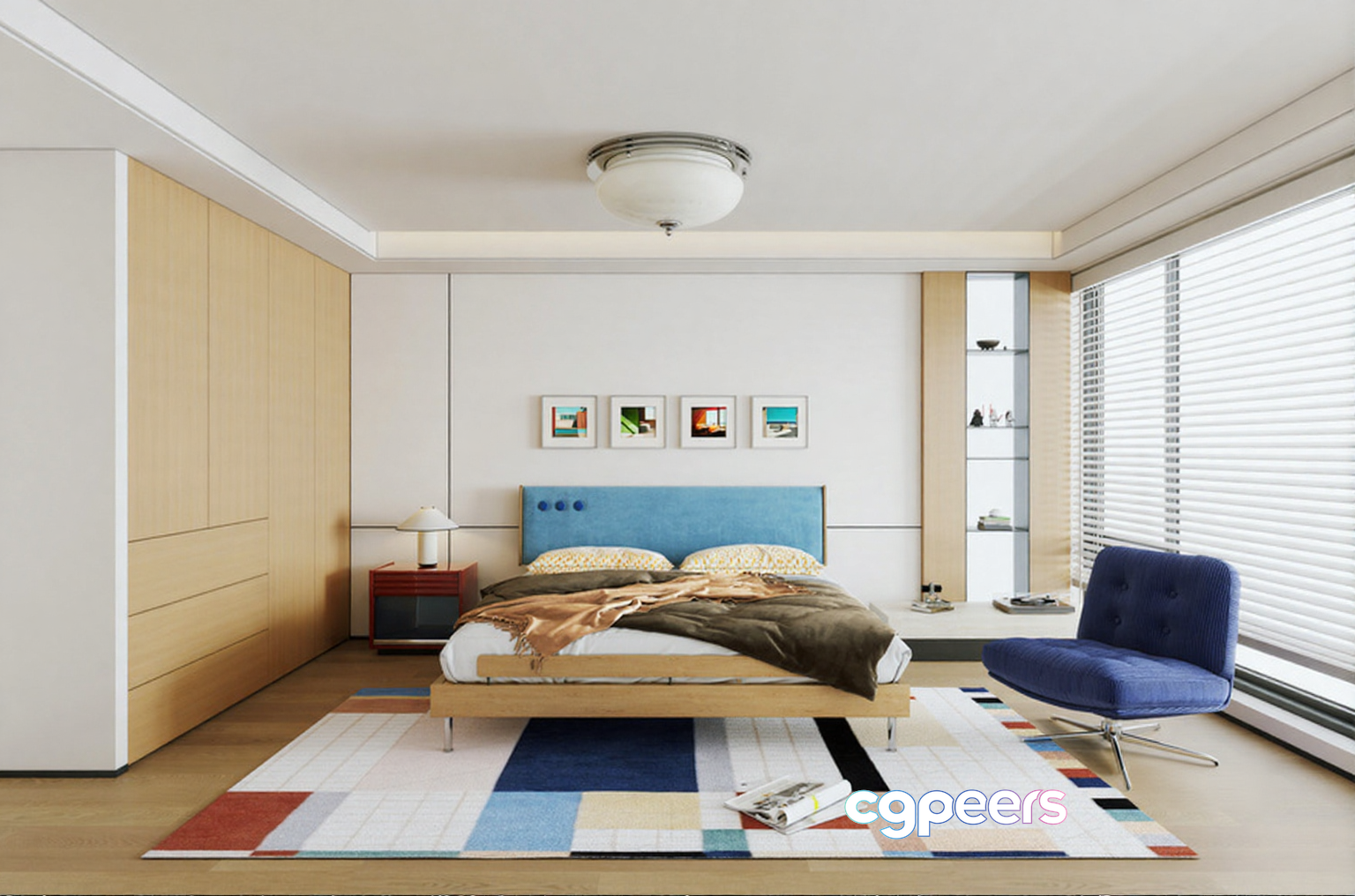 Cozy Modern Bedroom 3D Model - 16438 - VRAY Render